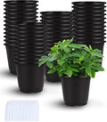 Augshy Nursery Pots, 110 Pcs Black Plastic Plant Pots 4 Inches Seed Starting Pots Containers with 110 Labels by Augshy