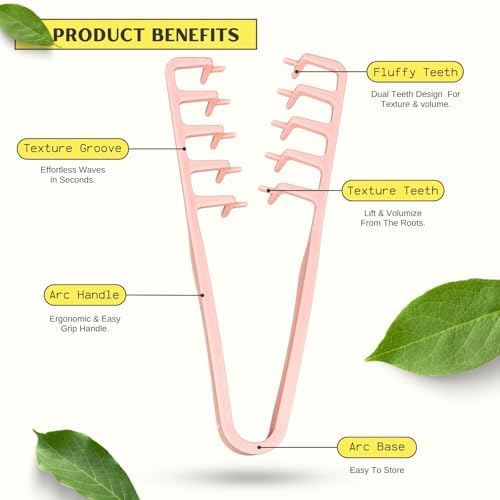 Wide Tooth Comb for Men | Textured Styling Comb for Curly Hair | Hair Volumizer Tool with Fluffy Texture | Plastic Quad Comb for Men's Hair Styling ((Pink*1)/(Blue*1), Large) - Image 4