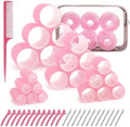4 Sizes Hair Rollers Set with Clips - 50 Pcs Hair Curlers Rollers for Women, Self Grip Holding Hair Roller for Hair Long Medium Short Bangs Thick Fine Volume Thin, Pink by PIKBIU