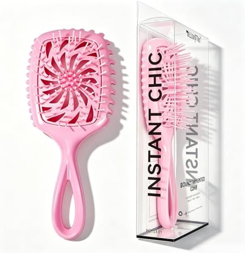 Detangler Hair Brush, Vented Paddle Brush for Wet Dry Hair, Pain-Free for Curly Straight Thick Fine Hair, Women Men Kids (pink) by Unknown