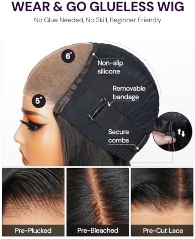 6x5 Glueless Wigs Human Hair Pre-Plucked Pre-Cut 210% Density for Women Drawstring Wig Human Hair with Baby Hair Wear and Go Body Wave Wig with Natural Hairline(20 Inch) - Image 6