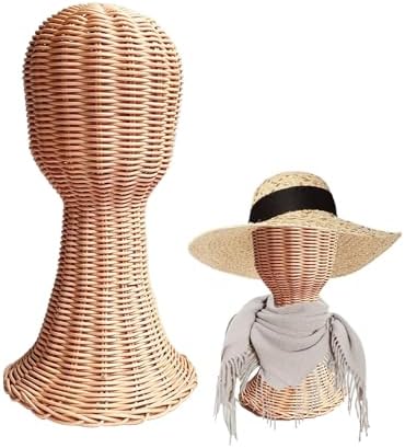 CHADWICK 18.90-Inch Rattan Mannequin Head Stand, 14.57-Inch Tall by CHADWICK