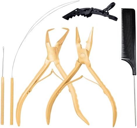 SIVOTE Professional Hair Extension Tools Kit Stainless Steel, Microlink & Itip Extensions Tool Kit, Gold by SIVOTE