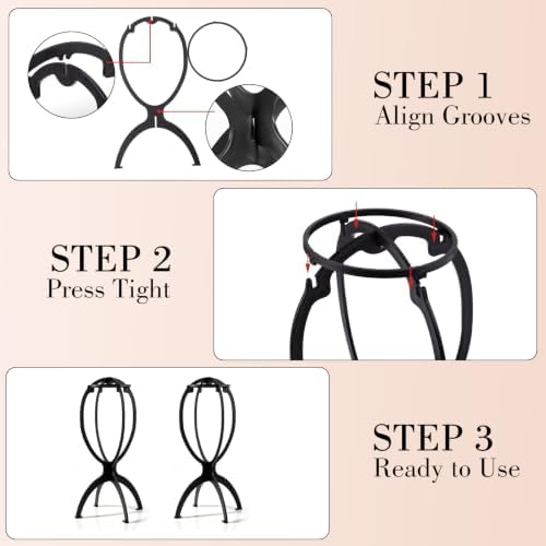 obeoby 6 Pack Updated Wig Stand, Foldable Wig Holder - Image 7