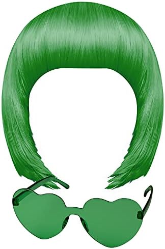 MIAHART Green Short Bob Wig and Sunglass Set by MIAHART