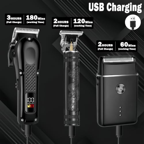 3-in-1 Hair Clippers for Men with LED, Beard Trimmer & Foil Shaver - Image 4