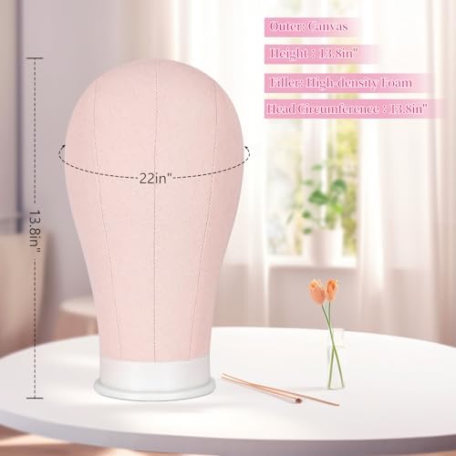 22" Mannequin Head 63" Tripod Wig Head Stand for Wigs Making Display, Pink - Image 4