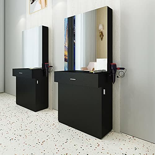 Artist hand Wall Mounted Salon Station with Mirror for Barber, Beauty & Spa - Image 4