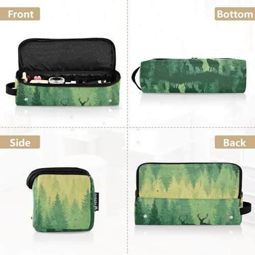 Hair Tools Travel Bag with Heat Resistant Mat Detachable 2-in-1 Curling Iron Travel Case Hot Tools Organizer for Straightener Flat Iron Gradient Yellow Green Deer Herd and Birds - Image 5