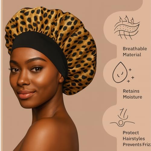 Satin Bonnet – Sleep Bonnet for Women and Men Curly Hair, Braids, and Natural Hairstyles (1pck) - Image 4