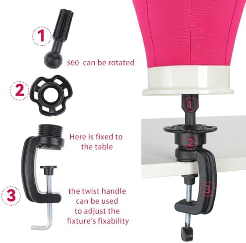 Leeven Pink Poly Canvas Head for Wigs Professional Mannequin Head 22 Inch - Image 3