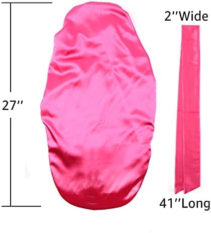 Extra Large Satin Bonnet Sleep Cap for Women, Double Layer Silky Hair Bonnet with Tie Band for Braids/Curly/Long Hair - Rosy Red - Image 2