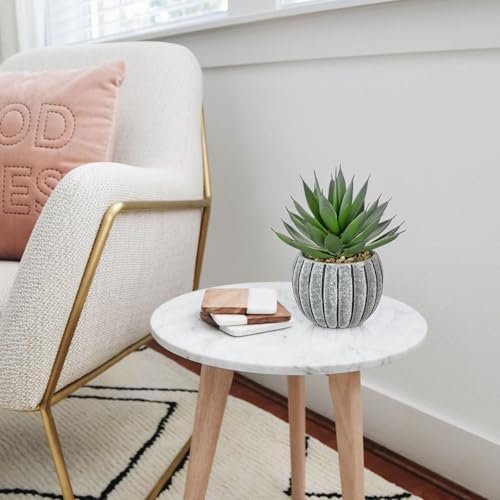 Briful Artificial Aloe Succulent Plant in Aged Cement-Look Ceramic Pot – 8" Tall Faux Agave Plant with Decorative Pebbles – Realistic Desk or Shelf Decor for Home, Office, Bathroom - Image 2