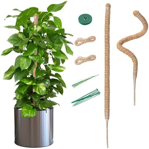 Mcbazel 2 Pack 27.5 Inch Bendable Moss Pole for Plants Monstera - Coco Coir Plant Support Stakes for Climbing Indoor Pothos, Potted Climbers & Philodendron - Flexible Stick Kit with Full Garden Ties by Mcbazel