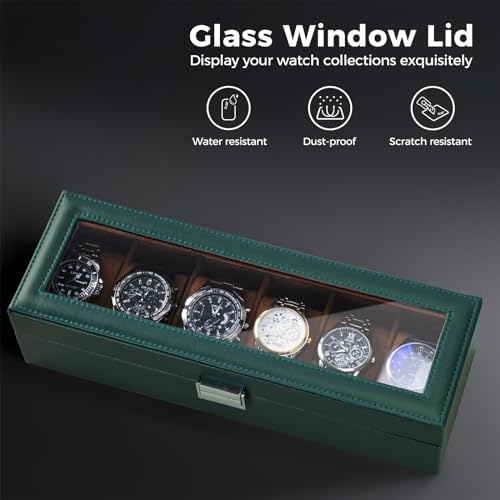 ProCase Watch Box, 6 Slot Mens Watch Display Case, MidnightGreen - Image 3