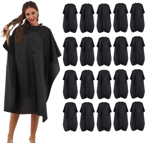 Black Waterproof Professional Barber Cape with Metal Snap Closure - 20 Pack by BSFHH