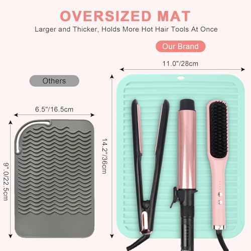 Silicone Heat Resistant Mat for Hair Tools, Oversize, Green - Image 3