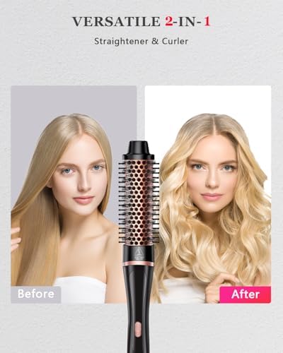 5 in 1 Curling Iron & Thermal Brush Set with 4 Interchangeable Ceramic Barrels (0.35”-1.25”) Fast Heat Dual Voltage Travel Hair Tools Birthday Gift for Women - Hair Curler Wand Kit for Curls & Blowout - Image 5