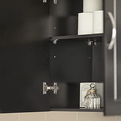 SoBuy Bathroom Kitchen Wall Cabinet, Garage or Laundry Room Storage Medicine Cabinet, Linen Tower Bath Cabine with Shelf, Black FRG231-SCH - Image 5