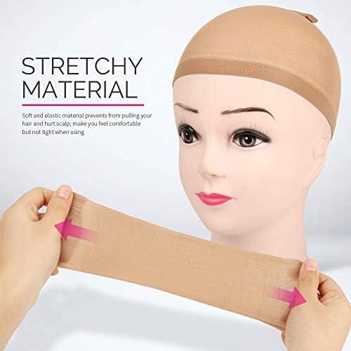 FANDAMEI Wig Cap, 4 pieces Light Brown Stocking Wig Caps Stretchy, Nylon Wig Caps for Women, men, kids. - Image 4