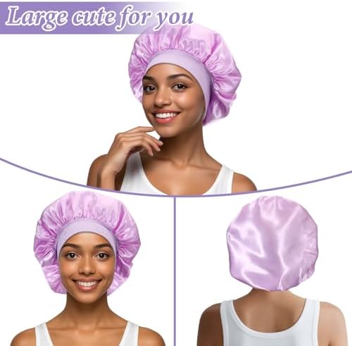 20Pcs Satin Bonnets for Sleeping, Large Silk Hair Bonnet for Women, Wide Band Adjustable Sleep Cap for Curly Braids Dreadlocks Natural Hair (20 Colors) - Image 4