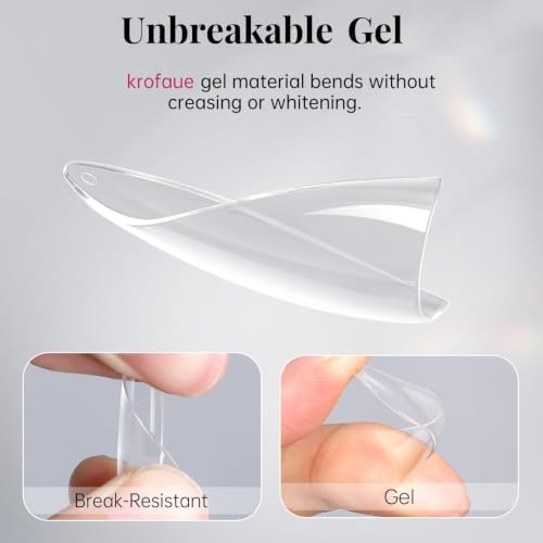 Krofaue 340PCS False Nail Tips Kit, Clear French Coffin Stiletto - Image 6