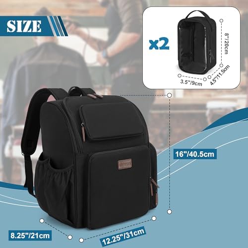 BAFASO Large Insulated Hairdresser Bag with 2 Removable Pouches, Black - Image 6