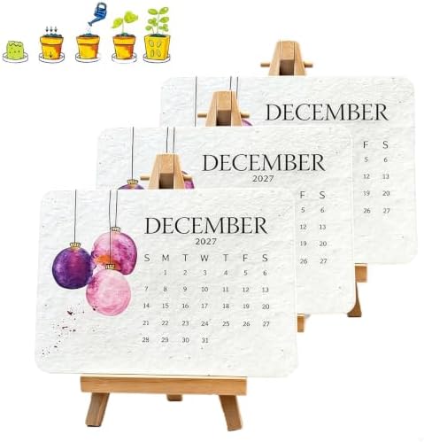 Plantable Love Seed Calendar 2027 with 12-Month Wildflower Paper (3Pcs) by Xiuboo