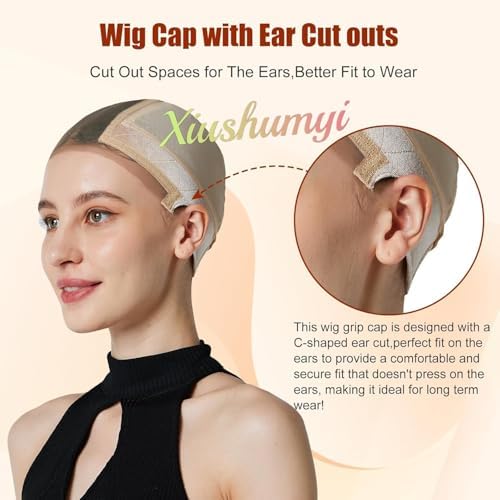 Xiushumyi Lace Wig Cap for Women,Adjustable Wig Grip Cap with Grip Band for Keeping Wigs In Place,Non Slip Caps Make Your Wigs Be Glueless(Nude) - Image 3