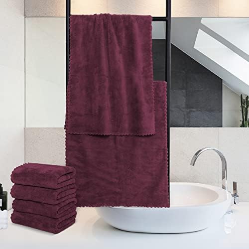 MOONQUEEN 18 Pack Premium Hand Towels - Quick Drying - Microfiber Coral Velvet Highly Absorbent Towels - Multipurpose Use as Hotel, Bathroom, Shower, Spa, Hand Towel 16 x 28 inches (Burgundy) - Image 3