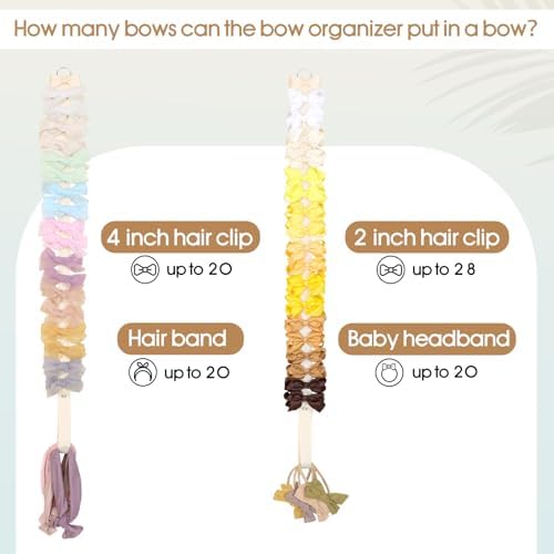 POVETIRE 6PCS Bow Holder Bows Organizer for Girls Hair Clips Storage - Image 3