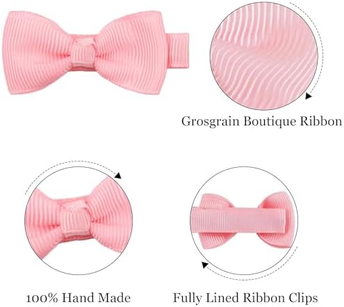 CELLOT Baby Girls Fully Lined Hair Bows Hair Pins, 2' Hair Bows, 50 Pieces/25 Pairs - Infants, Toddlers, Kids Hair Accessories in Pairs - Pink Bow Alligator Hair Clips - Image 2