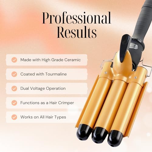 Alure Three Barrel Curling Iron Wand, 1 Inch Ceramic Tourmaline Hair Waver - Image 3