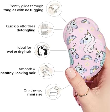 Tangle Teezer Original Detangler Mini Hair Brush for Kids, Unicorn Magic - Image 5
