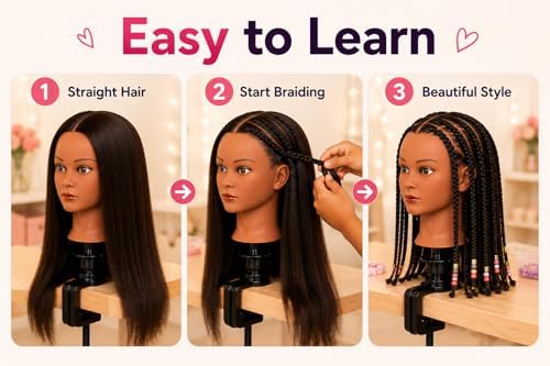 16 Inch 100% Real Hair Mannequin Head Training Head Manikin Cosmetology Doll Head for Hairdresser Practice Braiding Hair Styling with Clamp stand - Image 6