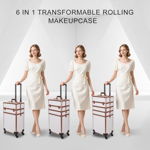 Makeup Train Case Makeup Case (5, White) - Image 7