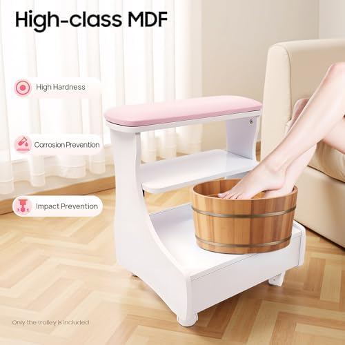Pedicure Foot Rest Trolley with Wheels and Drawer - Image 3