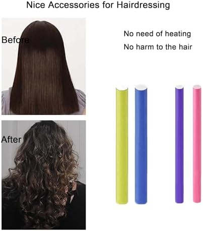 36Pcs Flexible Hair Rollers and Curlers Set - 7" 0.63" & 0.47" Bendable Soft Foam Rods for Heatless Curling Short & Long Hair - Image 3