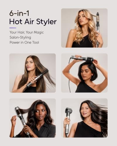 7MAGIC 6 in 1 Multi Hair Styler & High-Speed Hair Dryer Brush Silver - Image 2