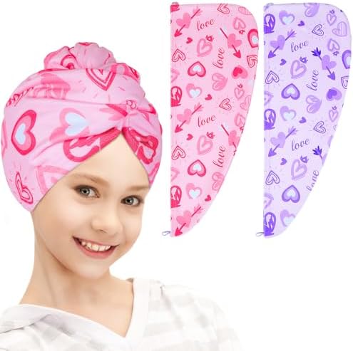 FIOBEE Microfiber Hair Towel Wrap for Kid Girls Rapid Drying Hair Turbans by FIOBEE