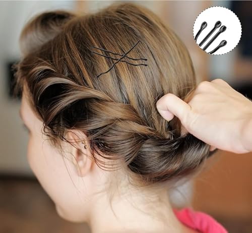 2 Inch Black Hair Bobby Pins Metal Clips Twisted Spiral Curved with Ball Tips Non-slip Decorative Long Short for Women Girls Nickel Free Hairdressing Wedding Accessories with Case 100 PCS - Image 5