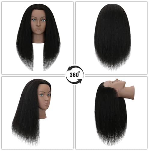 18" Mannequin Head Human Hair 100% Real Human Hair Mannequin Head Cosmetology Makeup Doll Training Head With Table Clamp Stand for Curling, Cutting Dyeing & Hairdresser School Training - Image 6