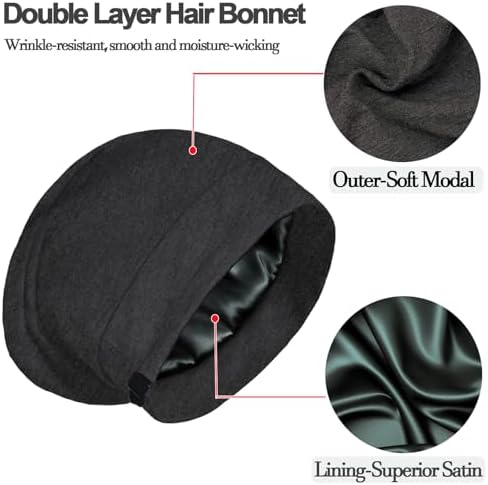 Satin Bonnets for Sleeping Adjustable Silk Lined Bonnet Sleep Cap Hair Wrap - Image 7