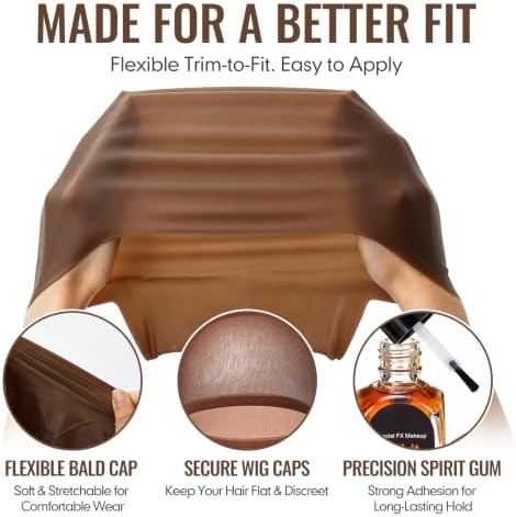 Leelosp Latex Bald Cap Kit for Adults Wig Cap Spirit Gum Kit - Image 3