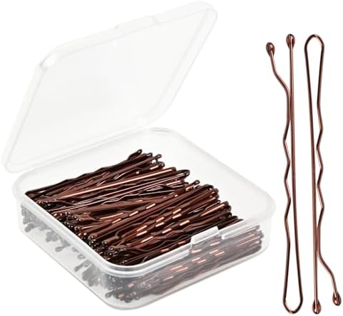 2.2 Inch Brown Hair Bobby Pins Metal Clips Twisted Spiral Curved Ball Tips Non-slip Decorative Long Short Women Girls Nickel Free Hairdressing Wedding Accessories with Case 100 PCS by Pagabach