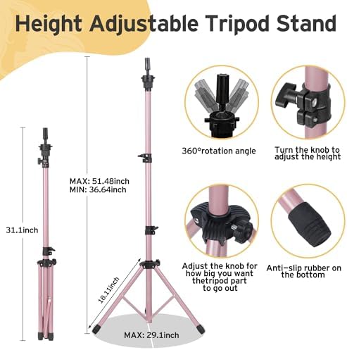 Klvied Reinforced Wig Mannequin Stand with Head Set,Rose Golden - Image 6
