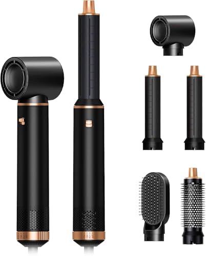 5 in 1 Blow Dryer Brush Set, Detachable Hair Dryer Brush & Hot Air Styler, Auto Air Curling Wrap Styler, Ionic Hair Styling Tools for Straighten/Curl/Dry/Volumize/Smooth as Gift by JINYAWA