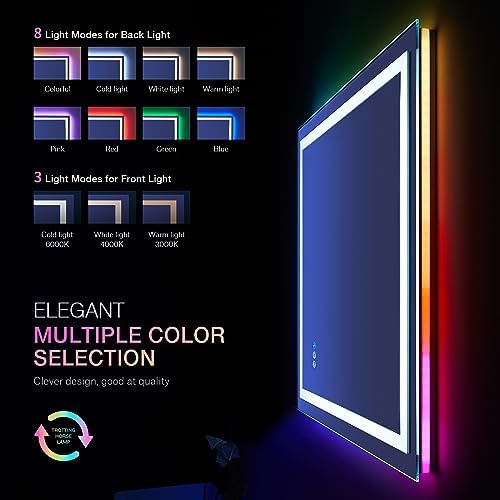 LOAAO 20"X28" RGB LED Bathroom Mirror with Lights, UL Listed - Image 3