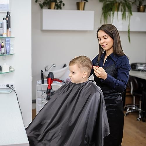 Omvoina Professional Hair Cutting Cape with Adjustable Snap Closure, Salon Barber Cape,Waterproof Hairdressing Salon Cape - 57" x 51"(Black) - Image 6