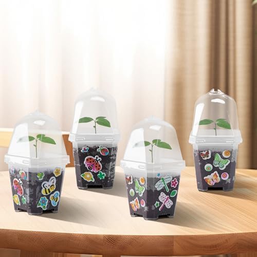 10 Packs Plant Nursery Pots with Humidity Domes, Plastic Gardening Pot - Image 5